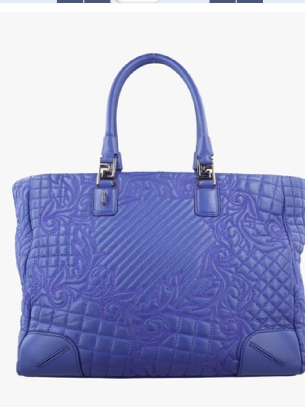 Vanitas Medusa Blue Quilted Embossed Leather Tote